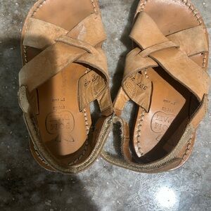 Pom D'Api Tan Leather Cross-Over Strap Sandals